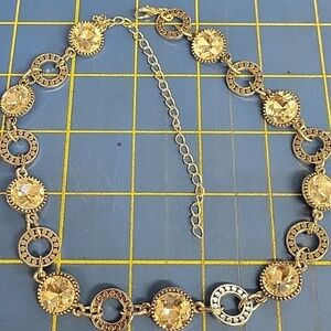 Diamond Faux Circle Silver Tone 20" Necklace